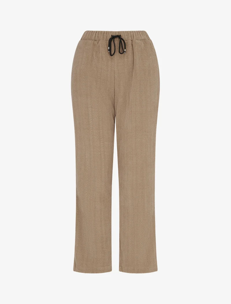 Gerade geschnittene Hose aus Samt im Strickstil - Maulwurf