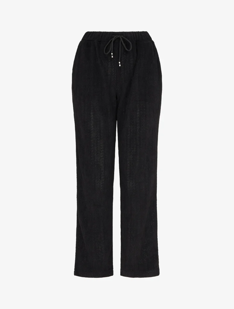 Gerade geschnittene Hose aus Samt im Strickstil - Schwarz