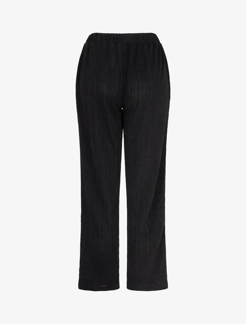 Gerade geschnittene Hose aus Samt im Strickstil - Schwarz