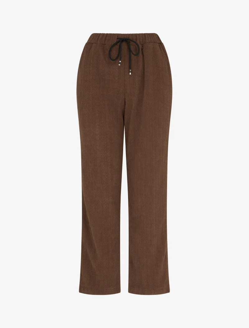 Gerade geschnittene Hose aus Samt im Strickstil - Braun