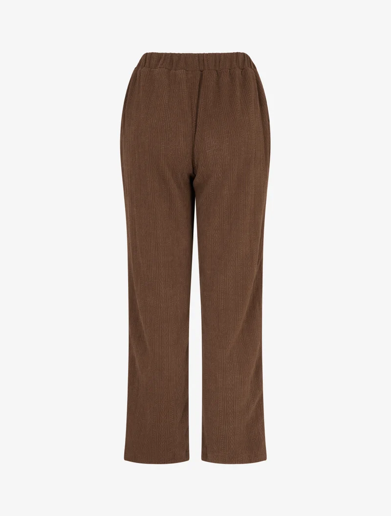 Gerade geschnittene Hose aus Samt im Strickstil - Braun