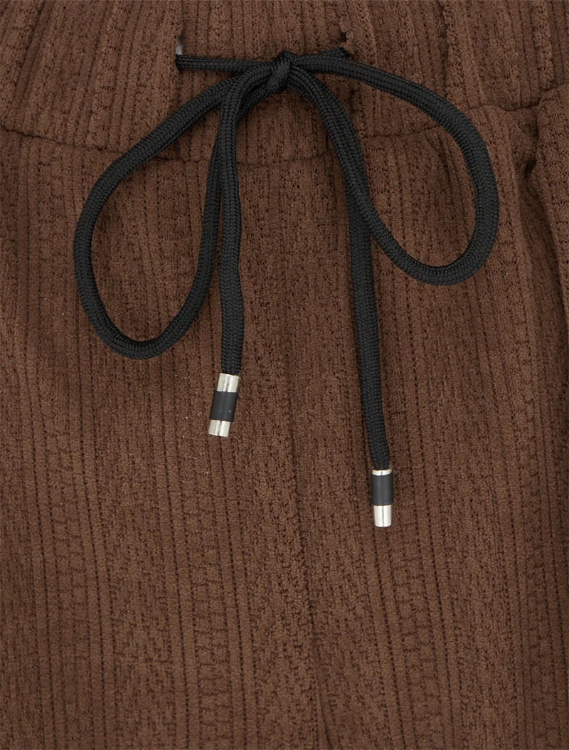 Gerade geschnittene Hose aus Samt im Strickstil - Braun