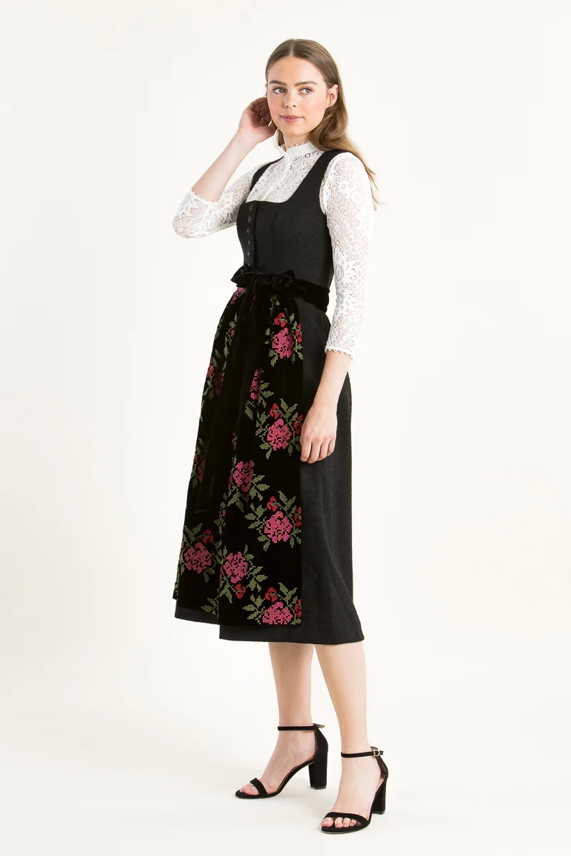 Almliebe Dirndl Rosen Resli schwarz