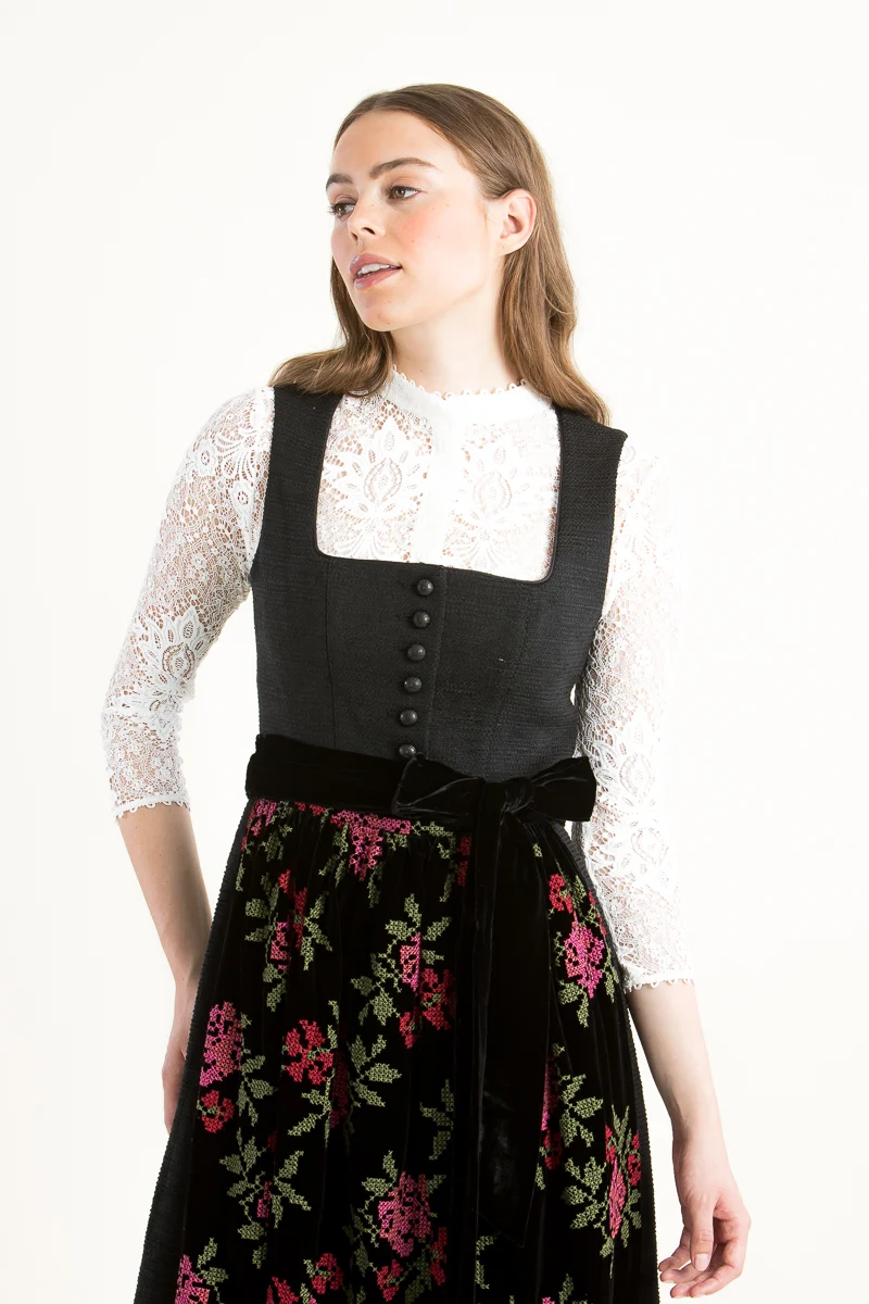 Almliebe Dirndl Rosen Resli schwarz