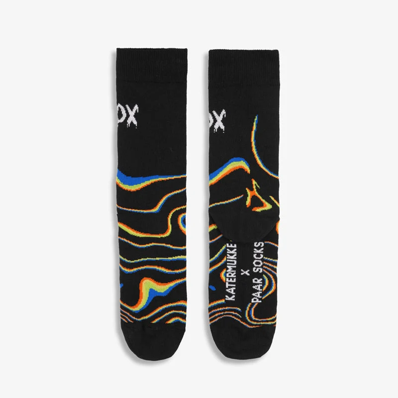 Schwarze Socken OX Sound Waves aus Bio-Baumwolle von Paar Socks