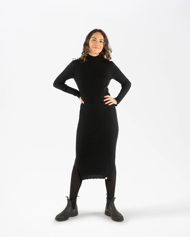 Schwarzes Strickkleid onyx aus 100% Bio-Baumwolle von Matona