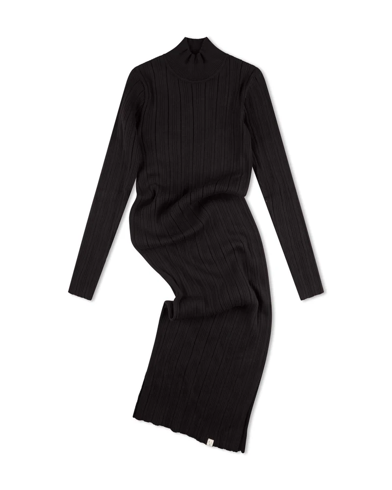 Schwarzes Strickkleid onyx aus 100% Bio-Baumwolle von Matona