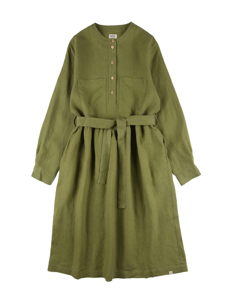 Grünes Kleid cardamom aus 100% Leinen von Matona