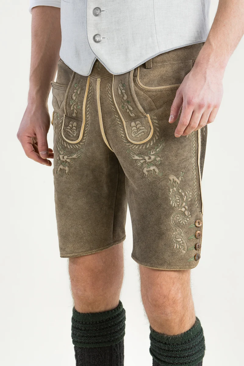 Kurze Meindl Hirschlederhose Gamskogel old grey