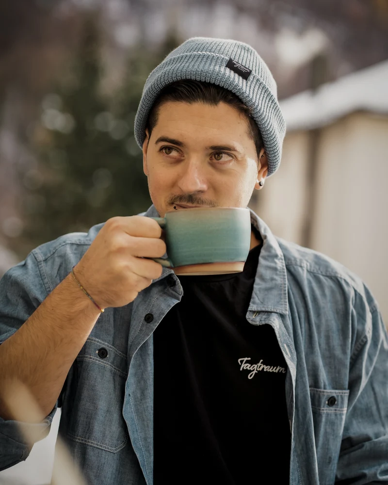 Graublaue Mütze aus 100% Bio-Baumwolle von Tagtraum Clothing