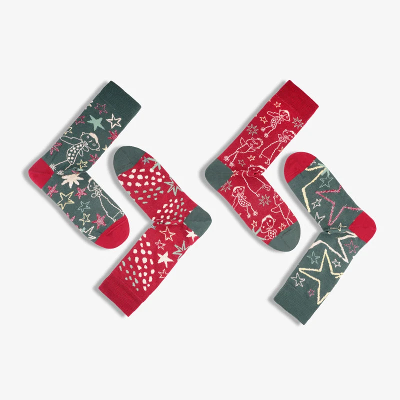 Bunte Socken ANGELS & STARS aus Bio-Baumwolle von Paar Socks
