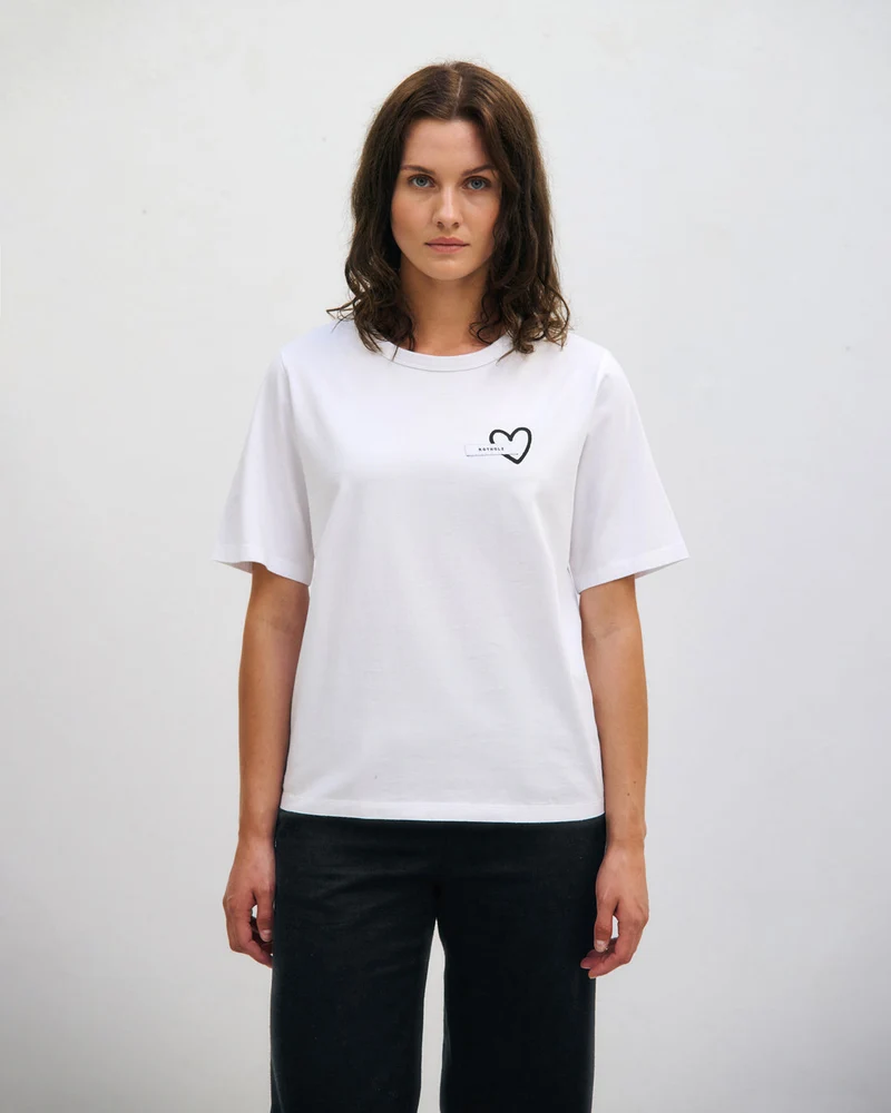 Weisses T-Shirt Affection aus 100% Bio-Baumwolle von Rotholz