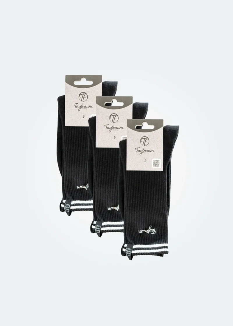 Schwarze Tennis Socken 3er-Set von Tagtraum Clothing