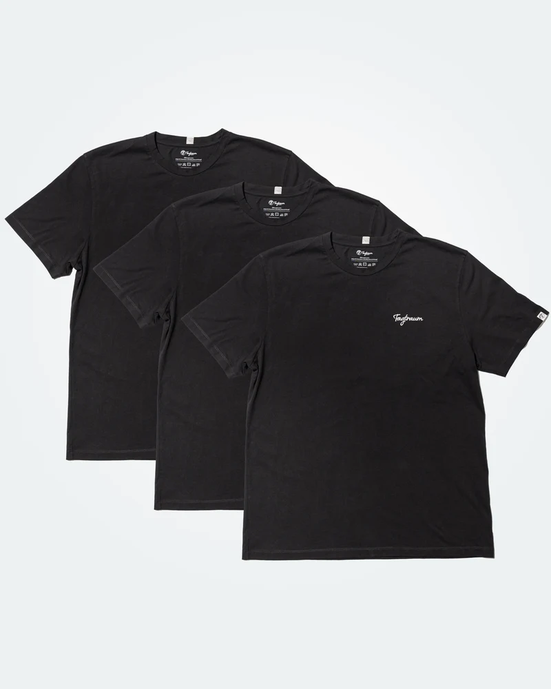 Schwarzes T-Shirt 3er-Set aus 100% Bio-Baumwolle von Tagtraum Clothing