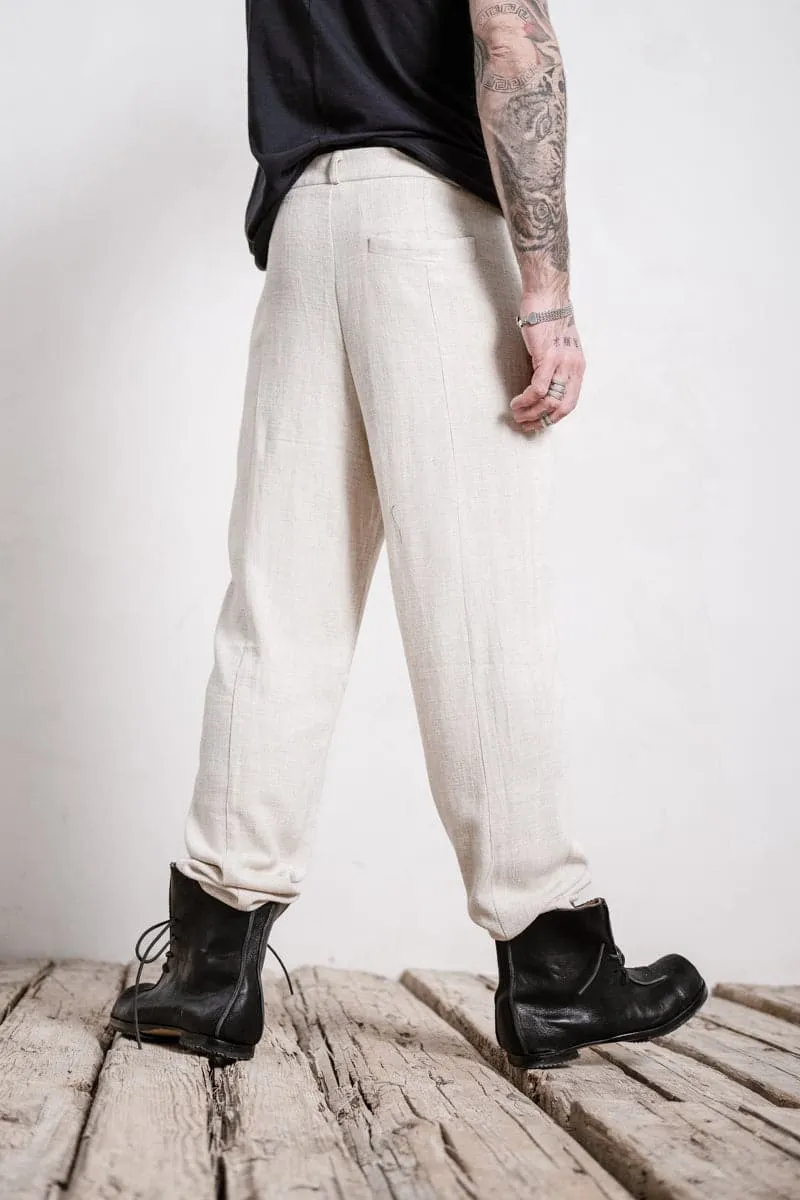 eigensinnig wien | Meinong | Herren Leinen Bundfaltenhose in beige