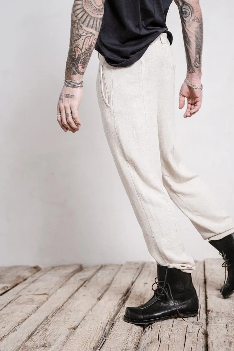 eigensinnig wien | Meinong | Herren Leinen Bundfaltenhose in beige