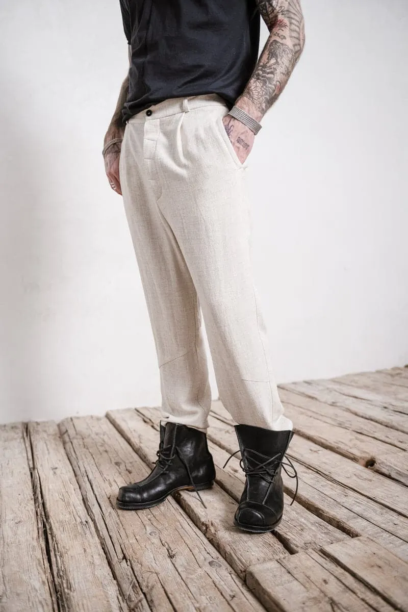 eigensinnig wien | Meinong | Herren Leinen Bundfaltenhose in beige