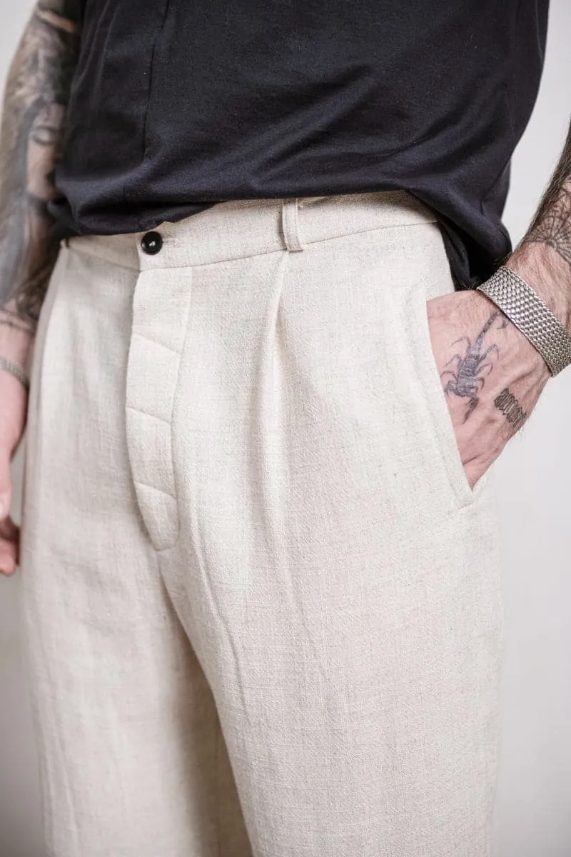 eigensinnig wien | Meinong | Herren Leinen Bundfaltenhose in beige