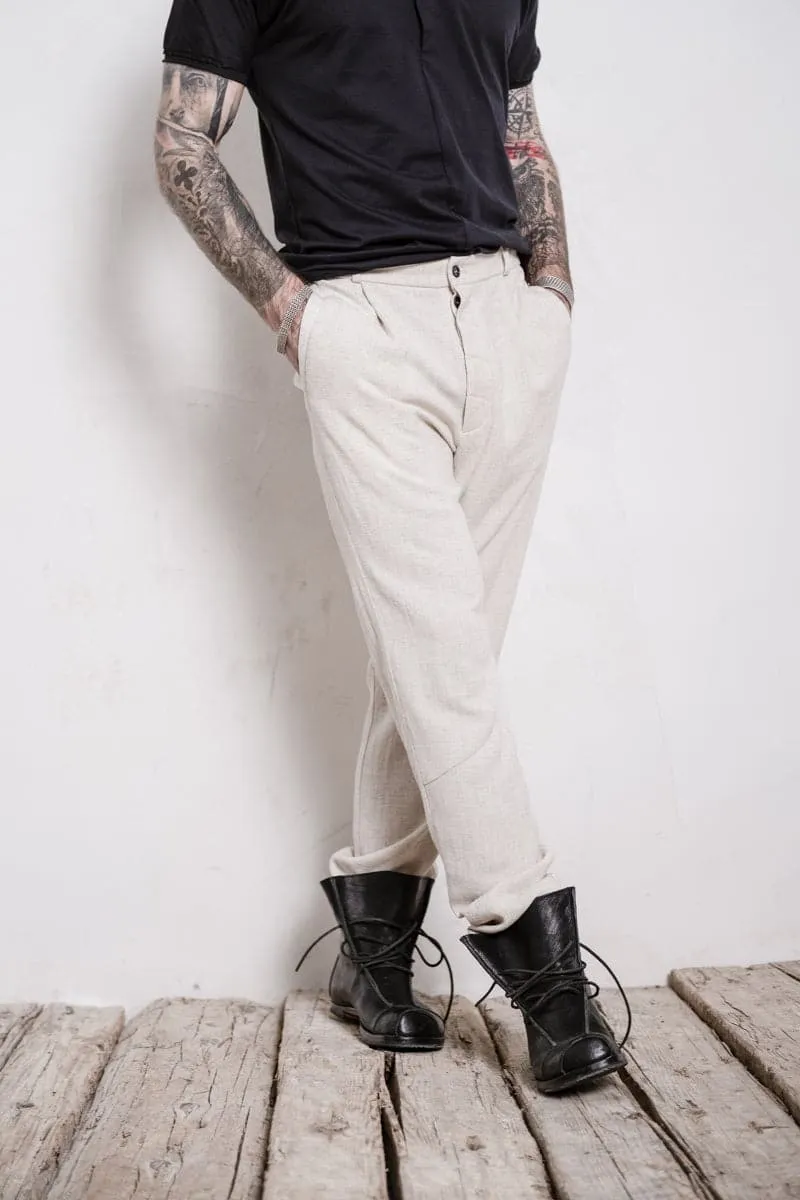 eigensinnig wien | Meinong | Herren Leinen Bundfaltenhose in beige