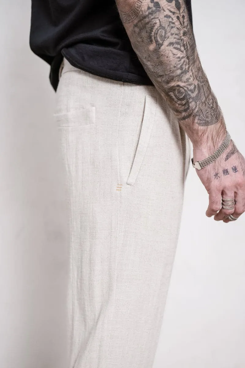 eigensinnig wien | Meinong | Herren Leinen Bundfaltenhose in beige