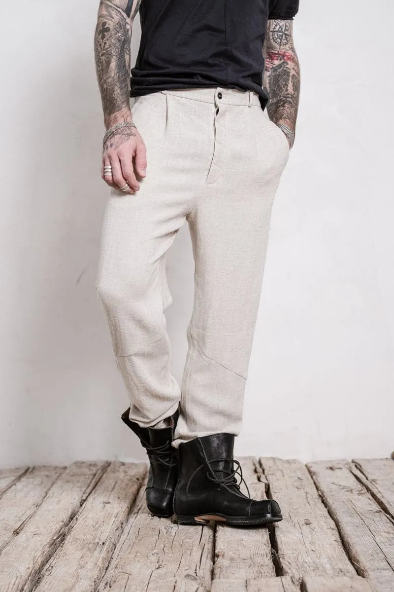 eigensinnig wien | Meinong | Herren Leinen Bundfaltenhose in beige