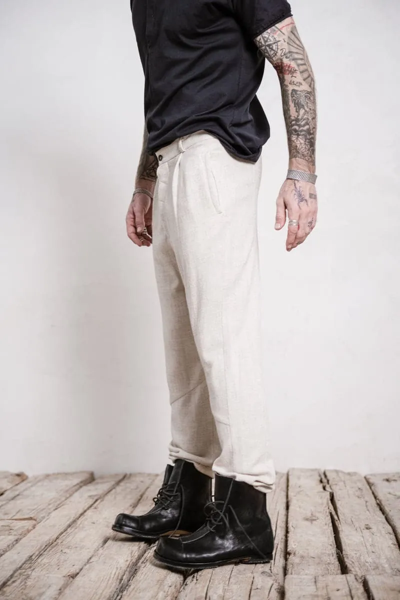 eigensinnig wien | Meinong | Herren Leinen Bundfaltenhose in beige