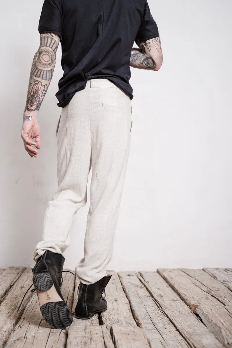 eigensinnig wien | Meinong | Herren Leinen Bundfaltenhose in beige