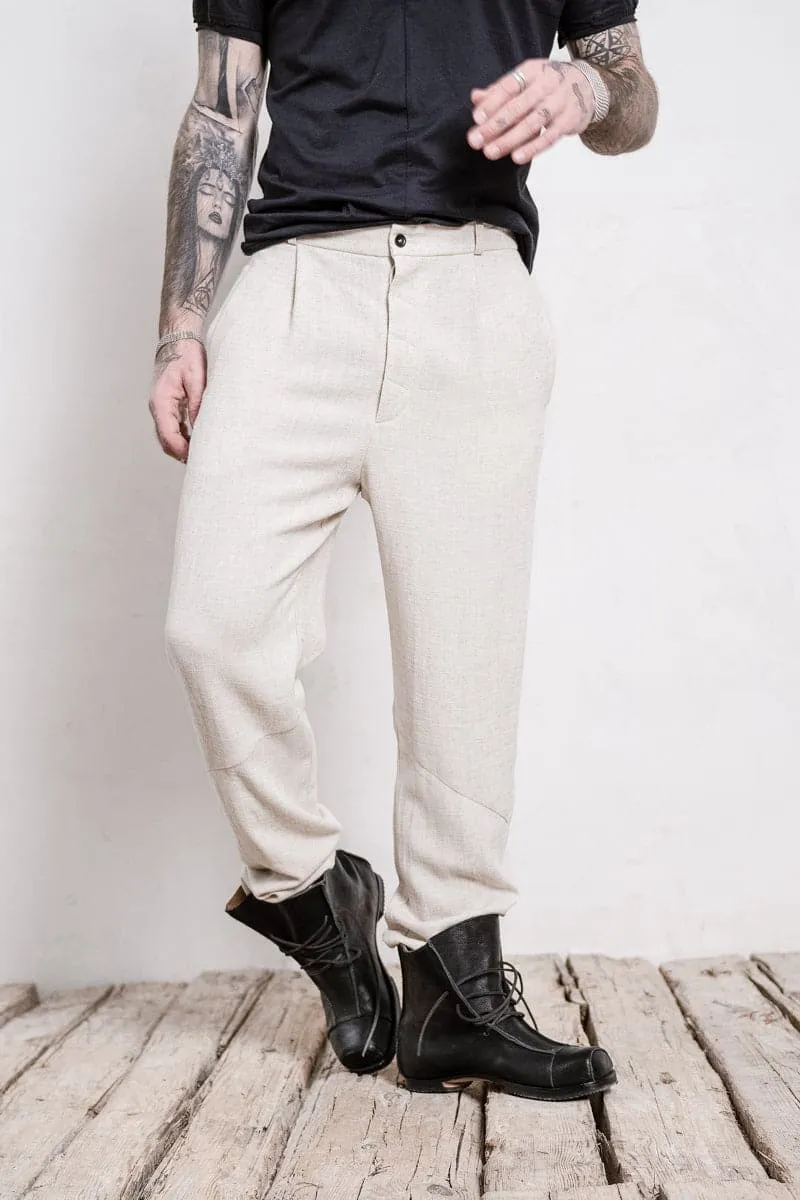 eigensinnig wien | Meinong | Herren Leinen Bundfaltenhose in beige