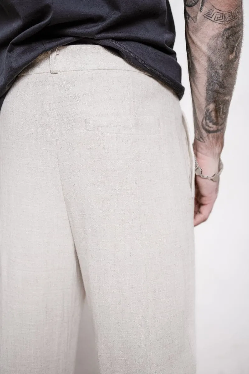 eigensinnig wien | Meinong | Herren Leinen Bundfaltenhose in beige