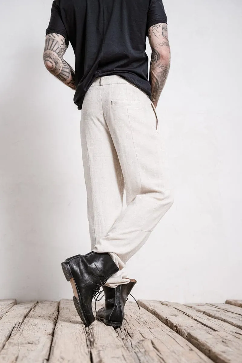 eigensinnig wien | Meinong | Herren Leinen Bundfaltenhose in beige