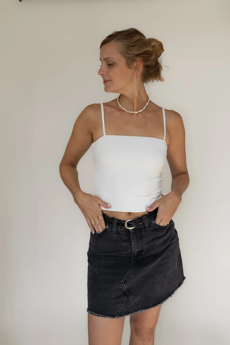 Weisses Spaghetti-Top aus Modal von Pura Clothing