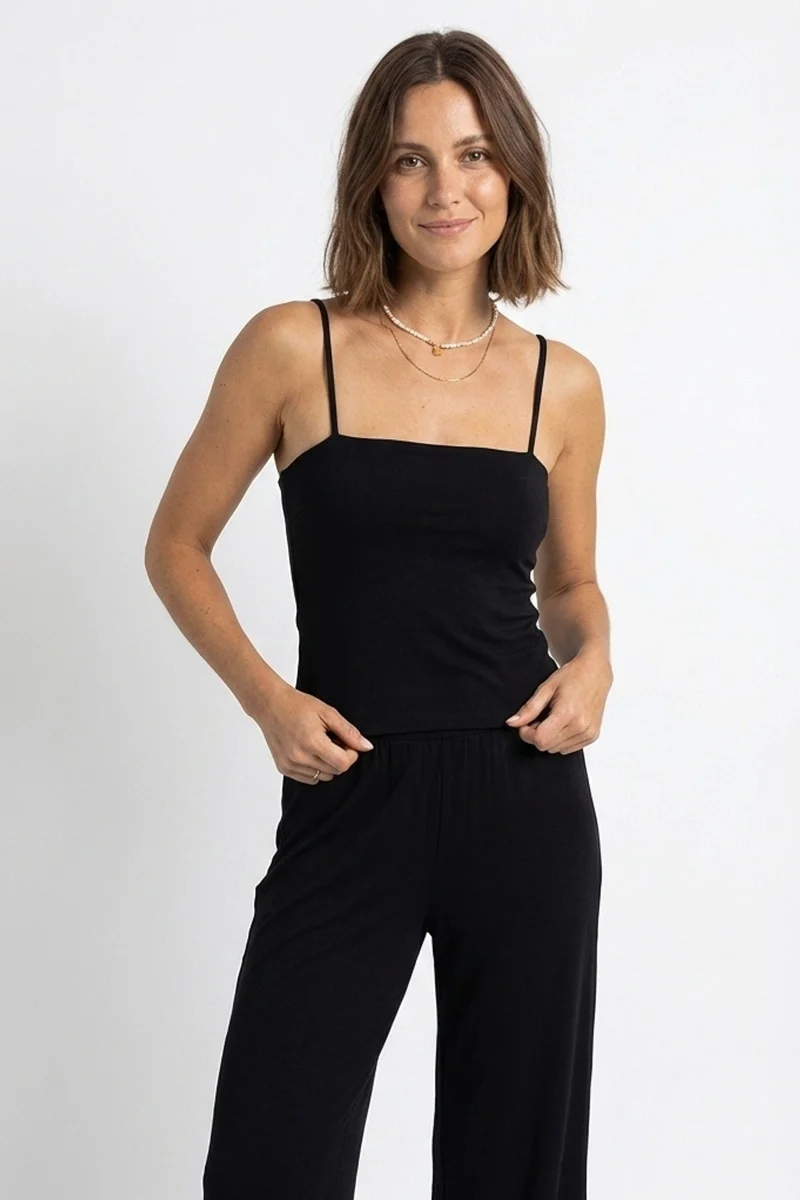 Schwarzes Spaghetti-Top aus Modal von Pura Clothing