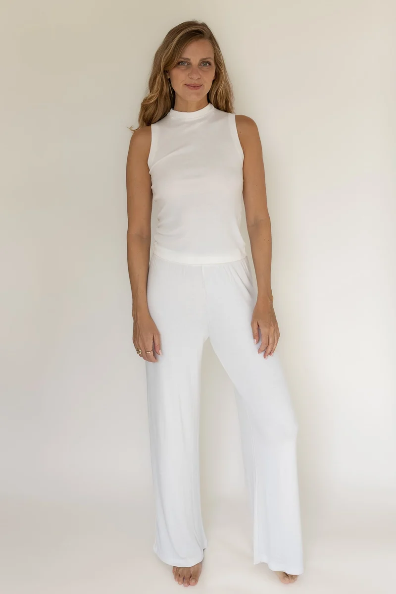 Weisse Hose Rib aus Modal von Pura Clothing