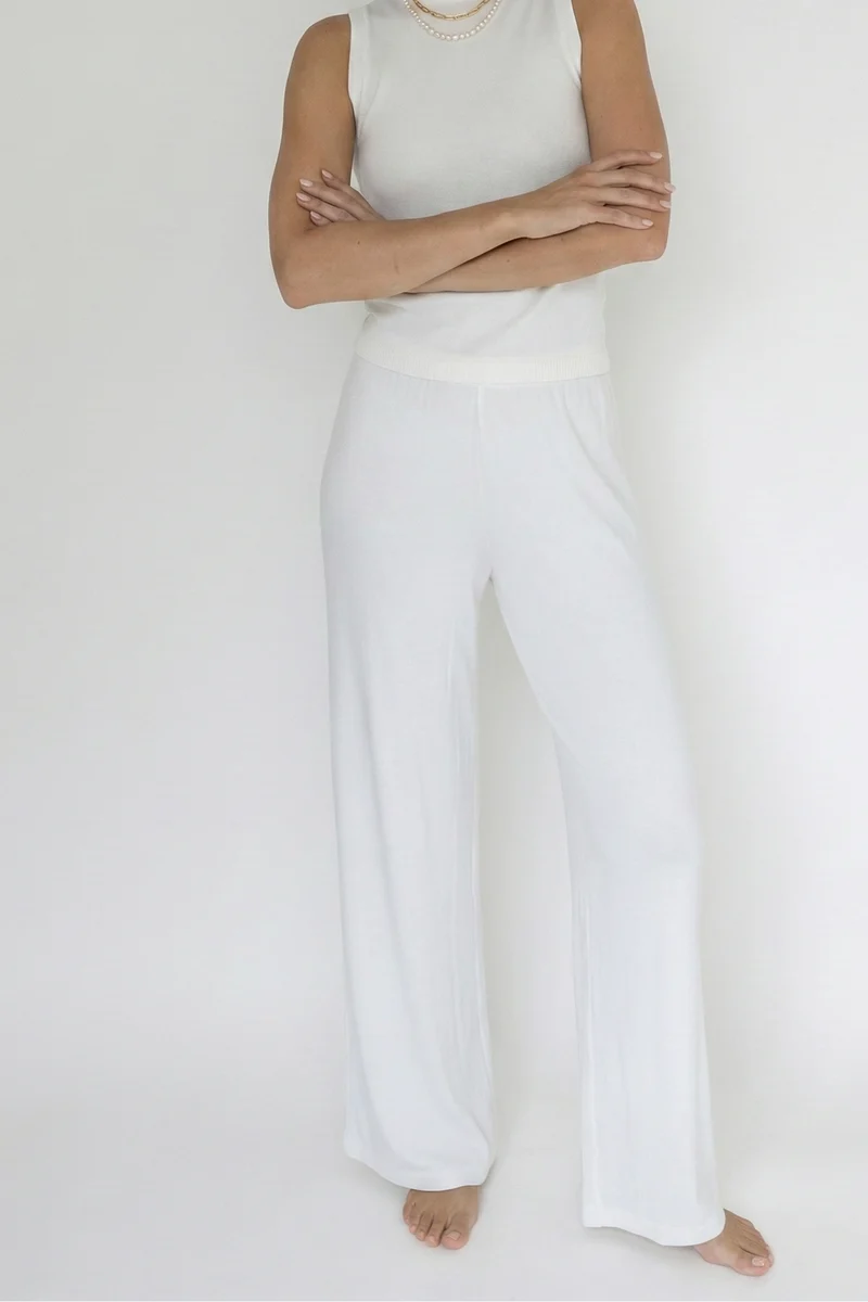 Weisse Hose Rib aus Modal von Pura Clothing