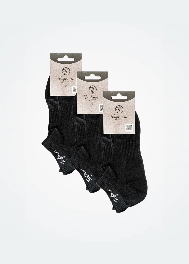 Schwarze Sneaker Socken 3er-Set von Tagtraum Clothing