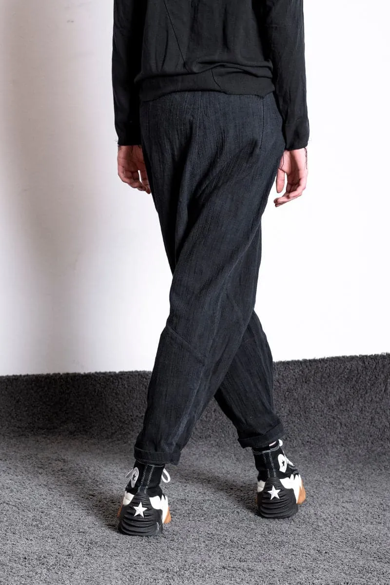 eigensinnig wien | Leontion | Baggy Hose für Damen aus Baumwolle in Marineblau