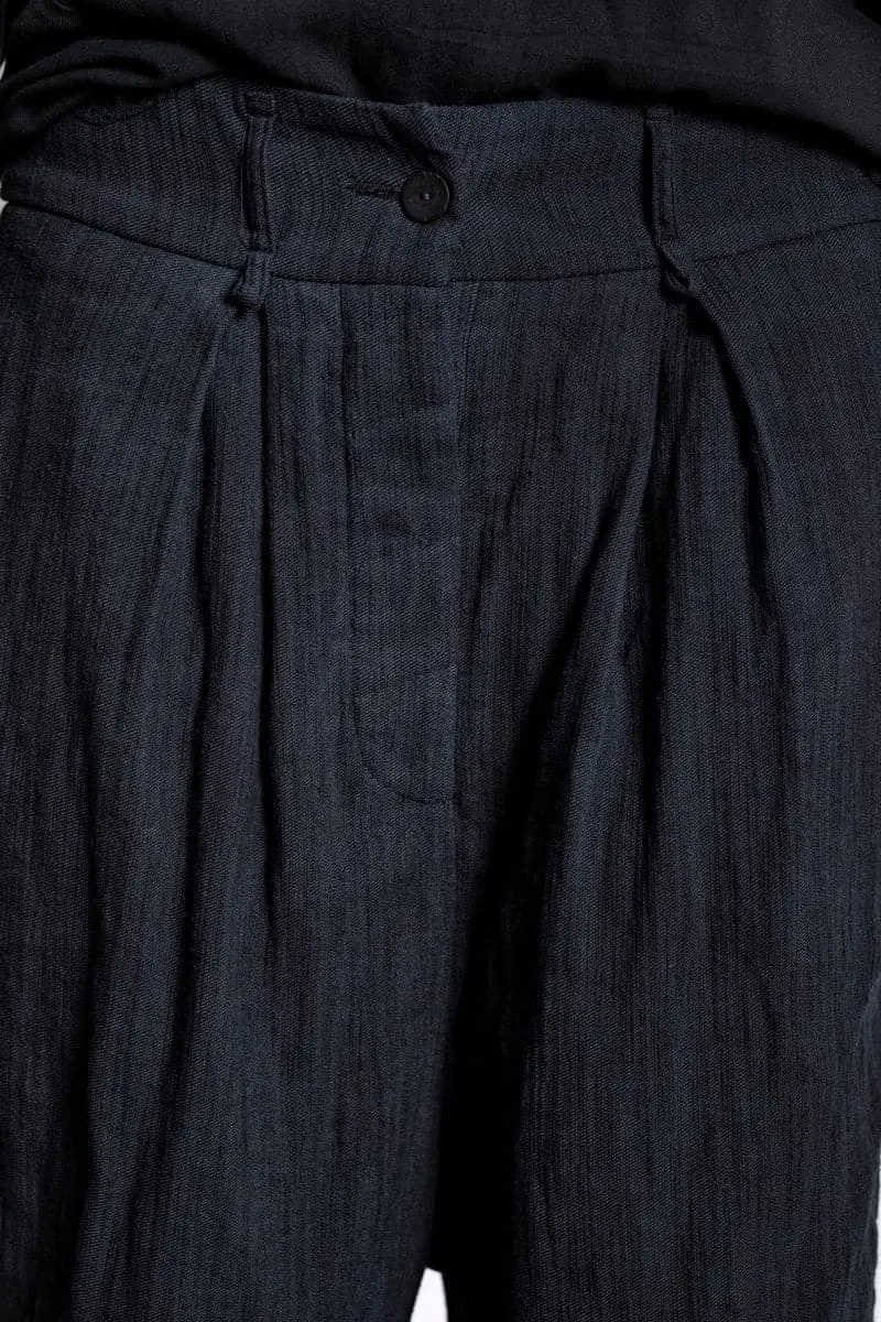 eigensinnig wien | Leontion | Baggy Hose für Damen aus Baumwolle in Marineblau