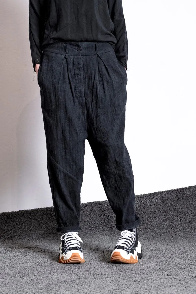 eigensinnig wien | Leontion | Baggy Hose für Damen aus Baumwolle in Marineblau