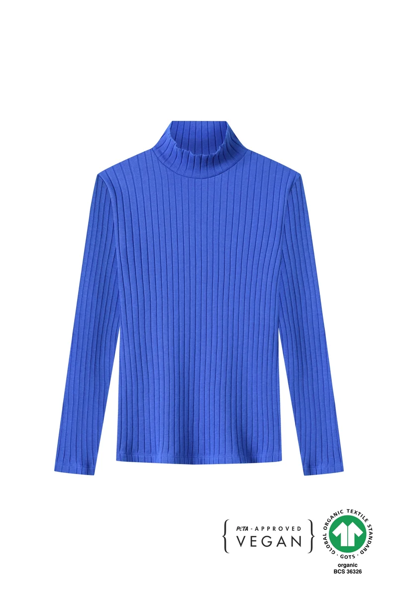Blaues Strickshirt Sofo aus Rippstrick von Salzwasser