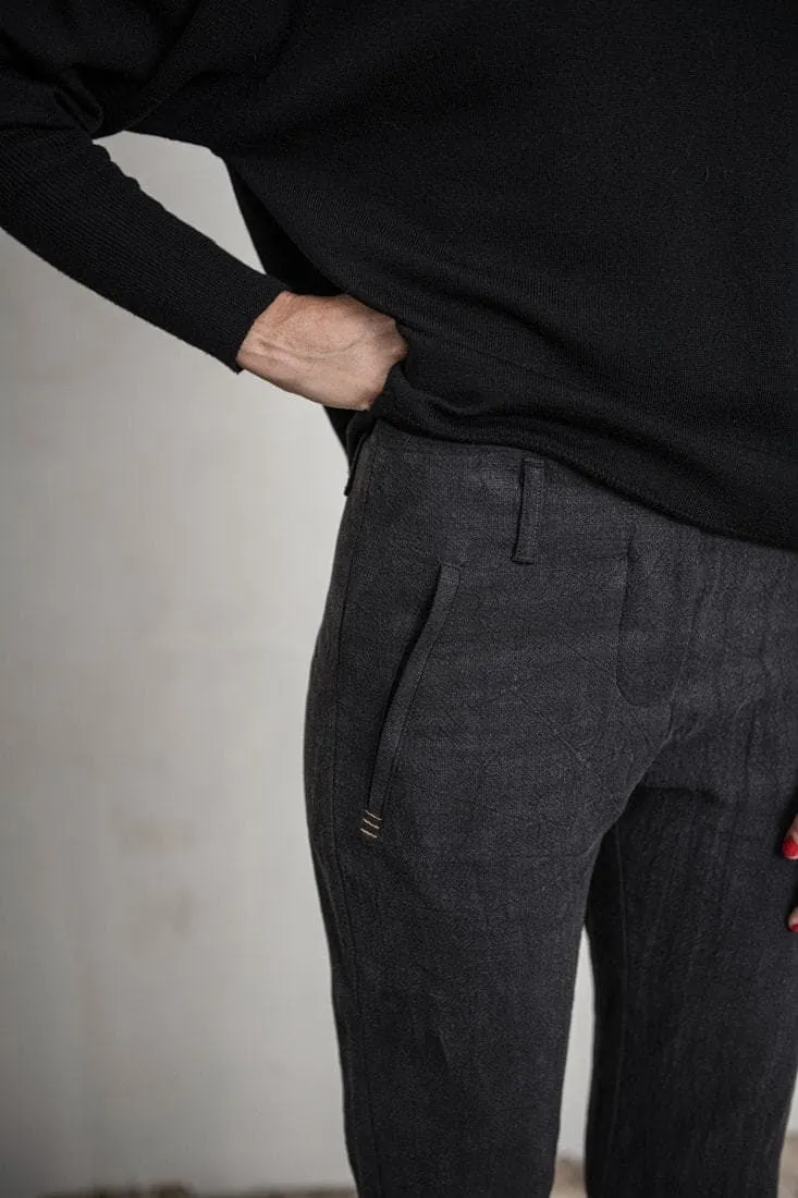 eigensinnig wien | Didion | Slim Fit Damenhose aus Leinen in anthrazit