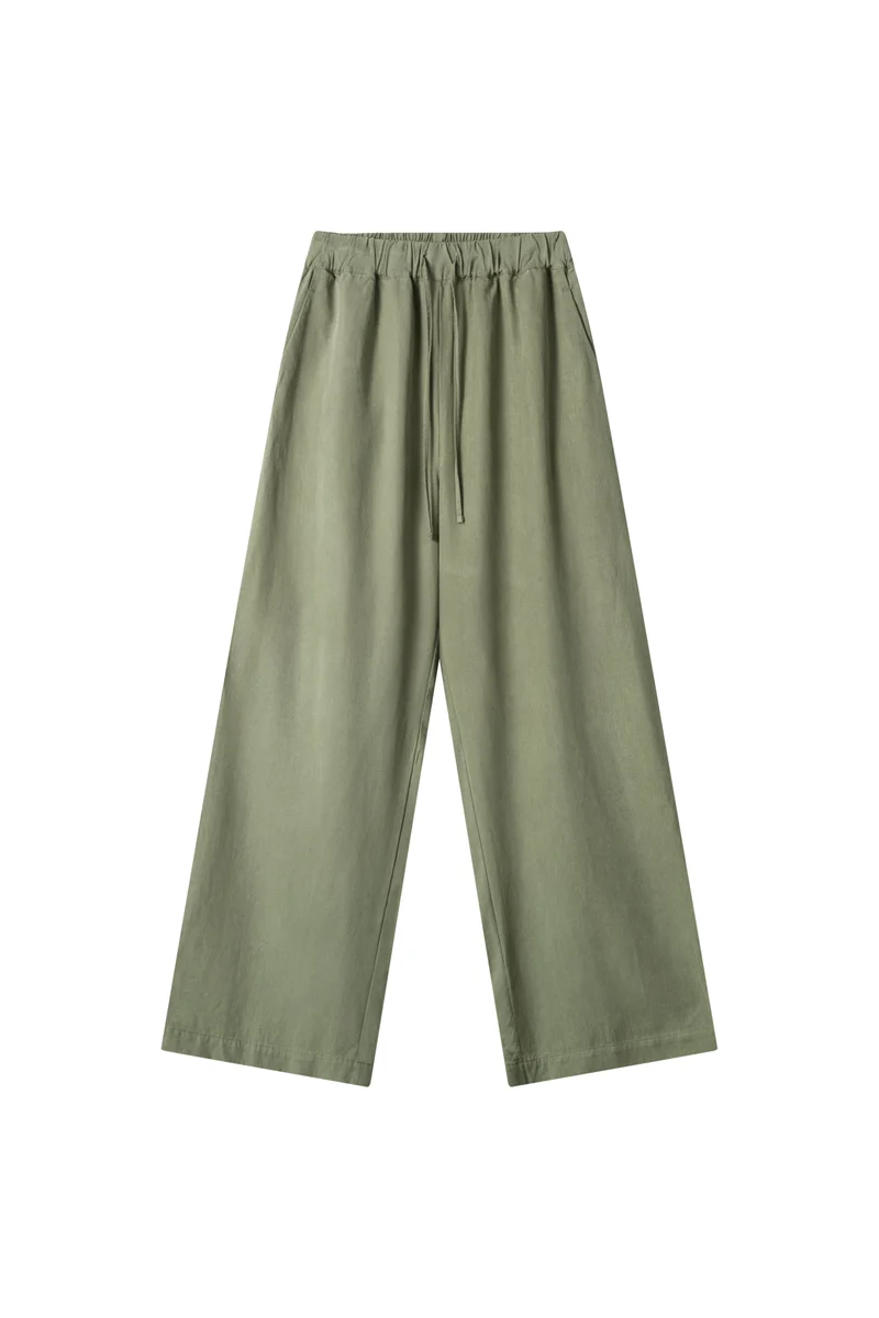 Olivegrüne Hosen Alba aus Leinen-Tencel von Salzwasser