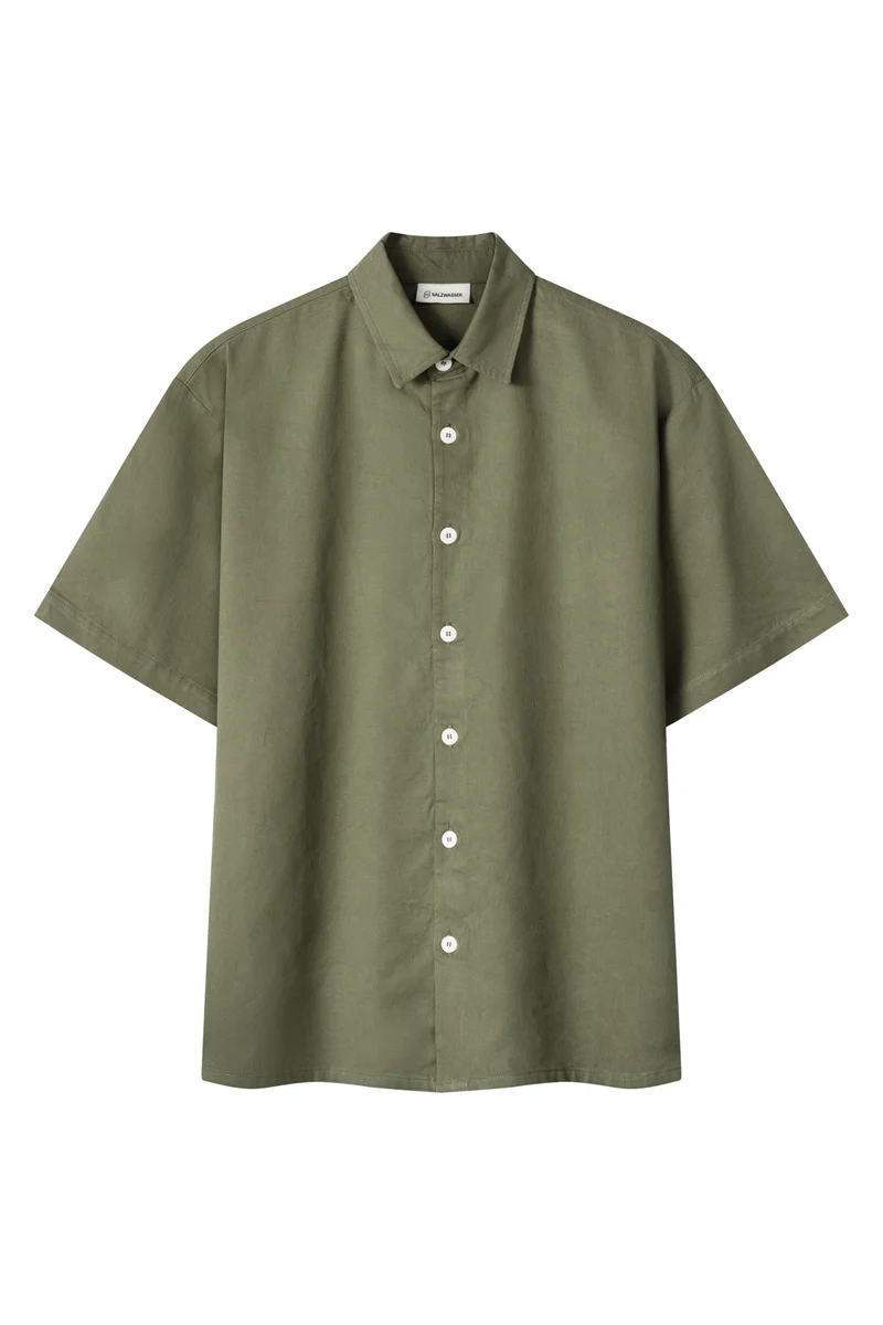 Olivegrünes Hemd Faro aus Leinen-Tencel von Salzwasser