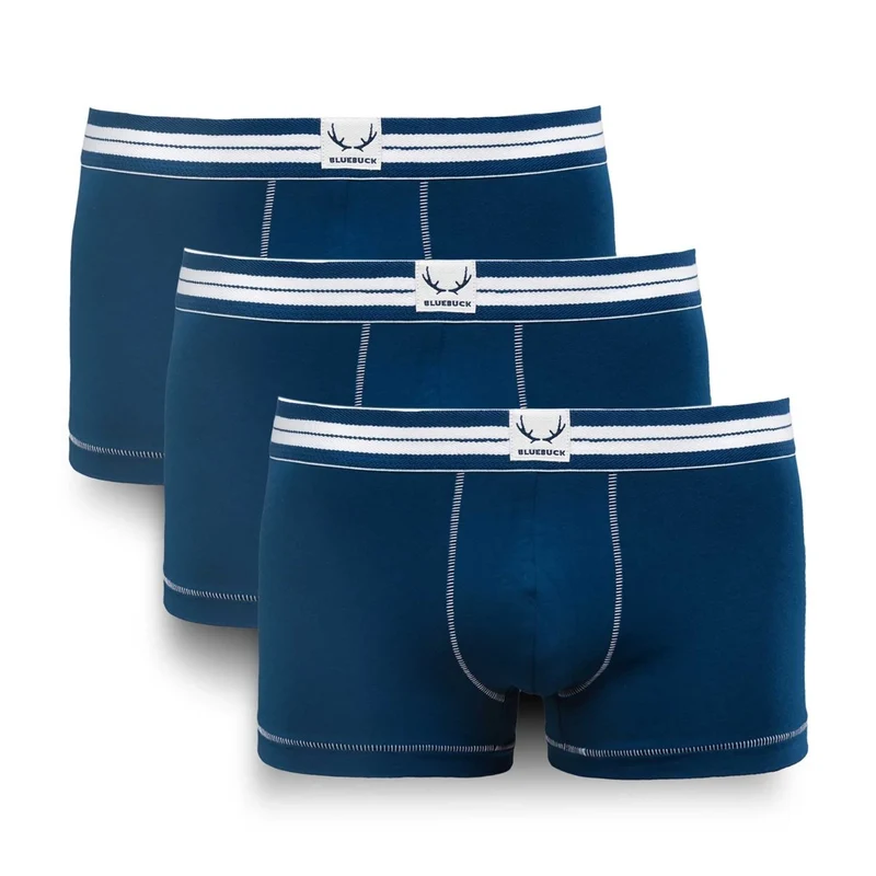 Dunkelblaue Boxershorts 3er-Pack aus Bio-Baumwolle von Bluebuck