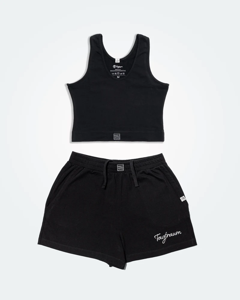 Schwarzes Top & Shorts Set Sommertraum aus 100% Bio-Baumwolle von Tagtraum Clothing