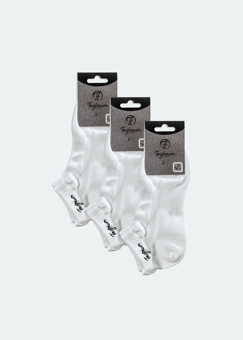 Weisse Sneaker Socken 3er-Set von Tagtraum Clothing