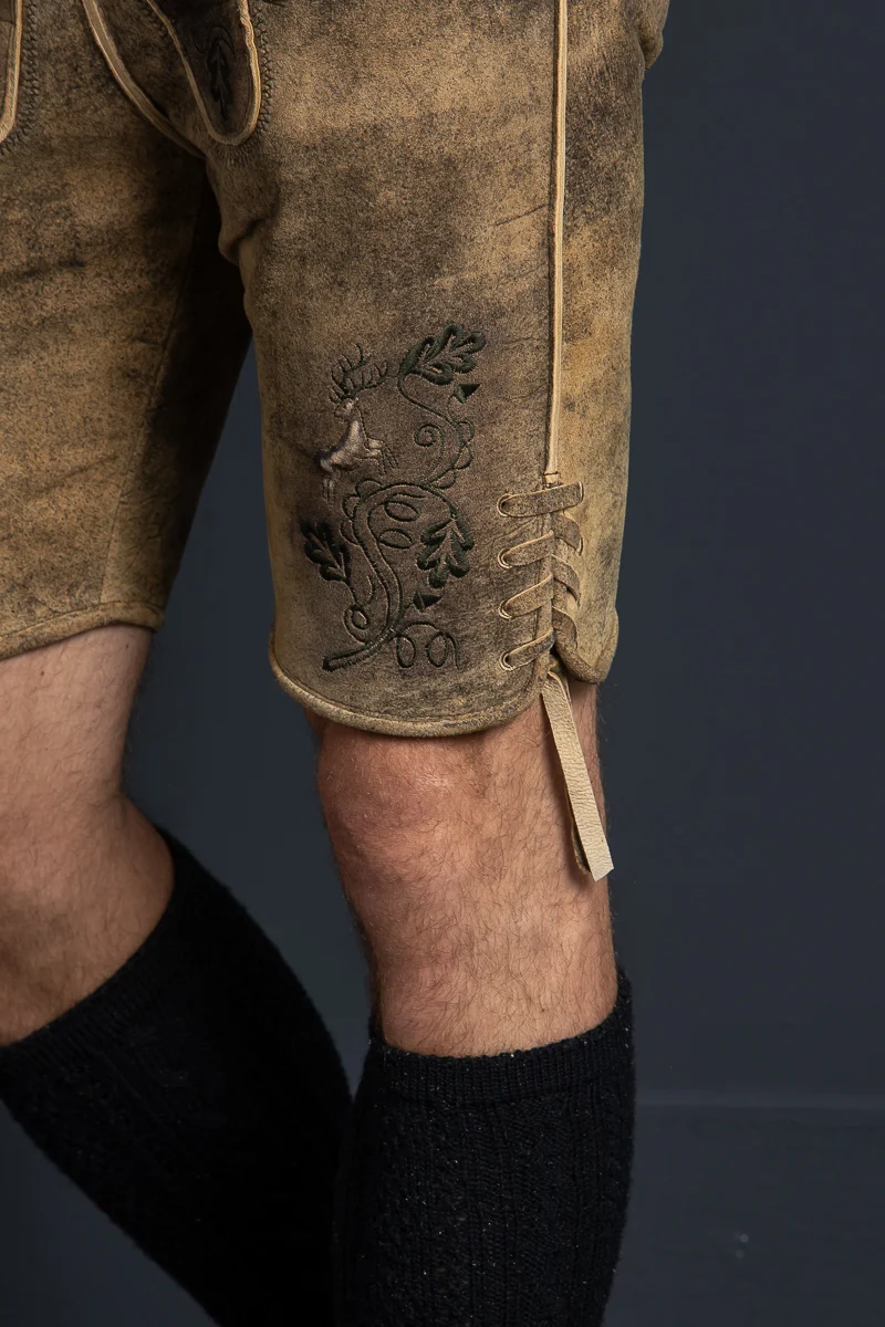 Kurze Beckert Lederhose St. Gallen Mustang Grün