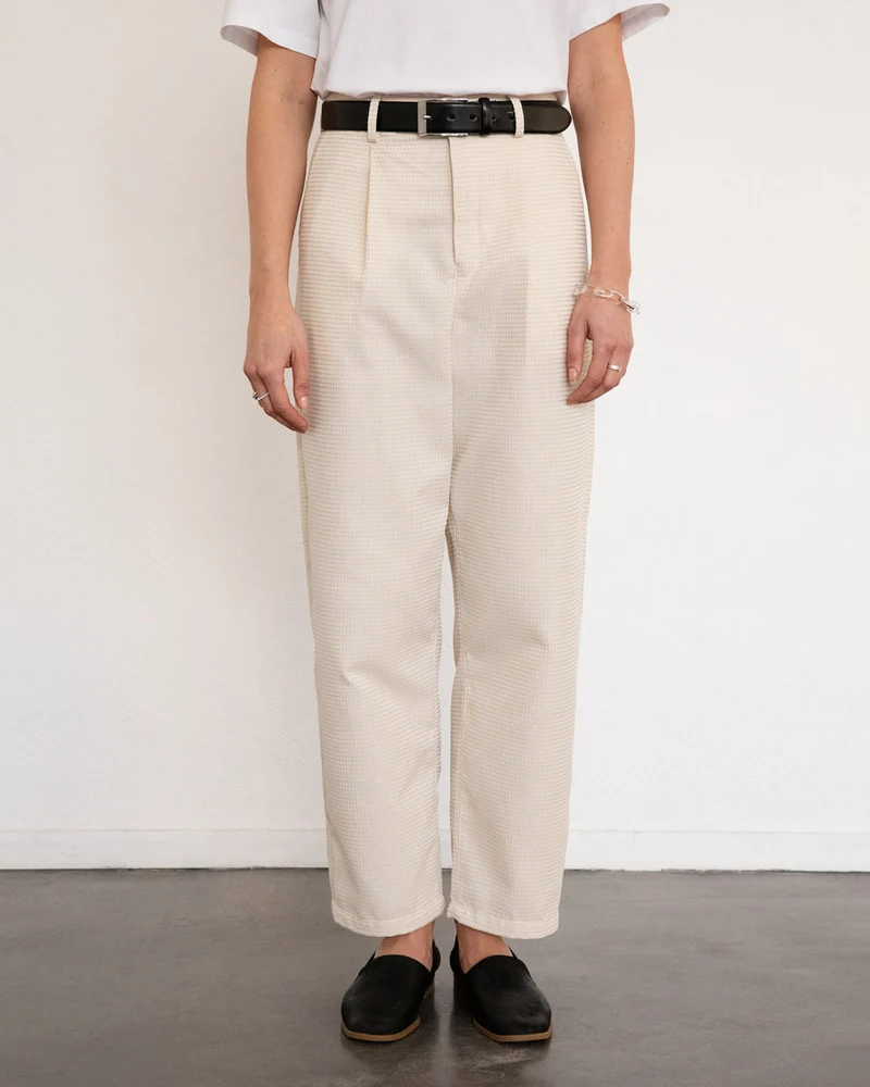 Beige High-Waist Hose Waffle aus 100 % Bio-Baumwolle von Rotholz