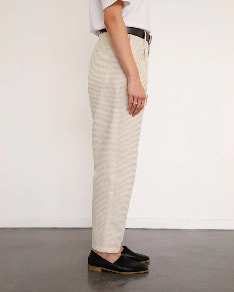 Beige High-Waist Hose Waffle aus 100 % Bio-Baumwolle von Rotholz