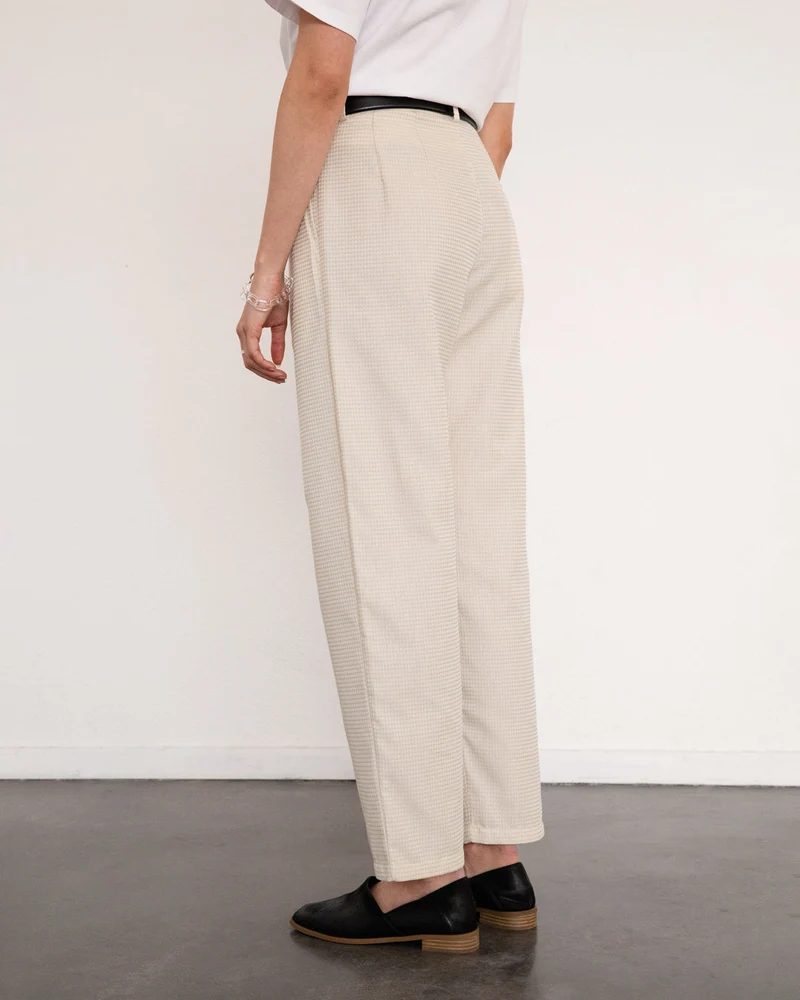 Beige High-Waist Hose Waffle aus 100 % Bio-Baumwolle von Rotholz