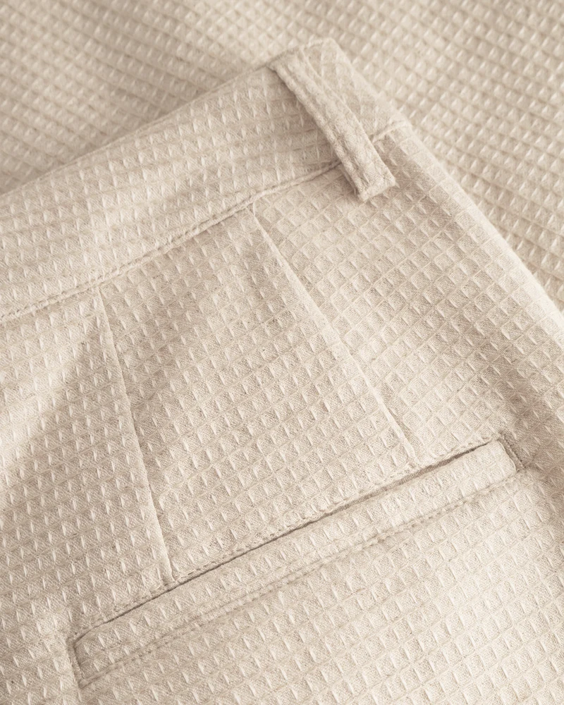 Beige High-Waist Hose Waffle aus 100 % Bio-Baumwolle von Rotholz